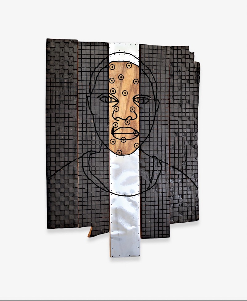 Image – Citizen, 2024, Aluminium et acrylique sur panneau de bois, 80 x 65 x 3 cm