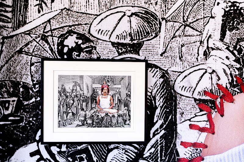 Image – Ishola Akpo, Ashè X, série traces d’une reine, 2023, Collage and sewing on archival paper, 30 x 45 cm
